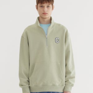 [커버낫] C 로고 하프 집업 맨투맨 Light Khaki CO2501CR33LK