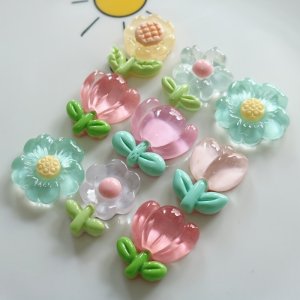 10개 세트 귀여운 만화 투명 레진 자수, 다양한 스타일 DIY 공예 비즈, 폰 케이스, 헤어 클립, 텀블러 데칼, 보석 만들기 및 장식 액세서리