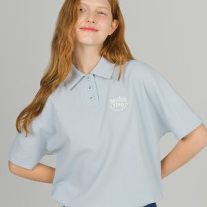 더블플래그 민트 여성 스마일 그래픽 반팔카라티