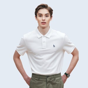 [헤지스 남성] 헤지스 링클프리 반팔 피케 티셔츠 HZTS5B403WT