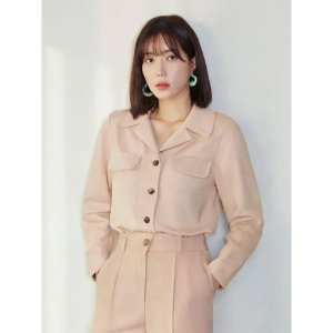 [베스띠벨리]  스티치 오픈카라 블라우스 베이지 BGBAB1407