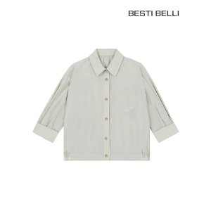[베스띠벨리]  영문프린팅 밴딩 7부 블라우스 민트 BGBAE2440