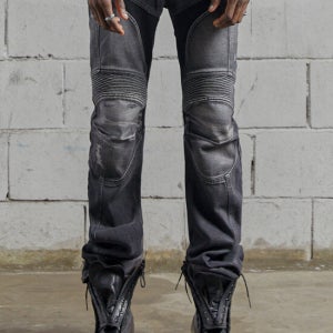 더써든랩 Coated Biker Black Jeans