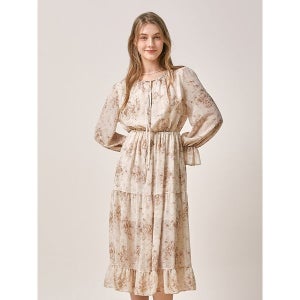 [이앤씨]  EnC 베이지 코쿤드로잉 원피스 ENOW31302J