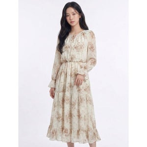 [이앤씨]  베이지 코쿤드로잉 원피스 ENOW31302J