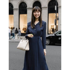 [이앤씨] EnC 네이비 셔츠형 플리츠 드레스 ENOW31201W