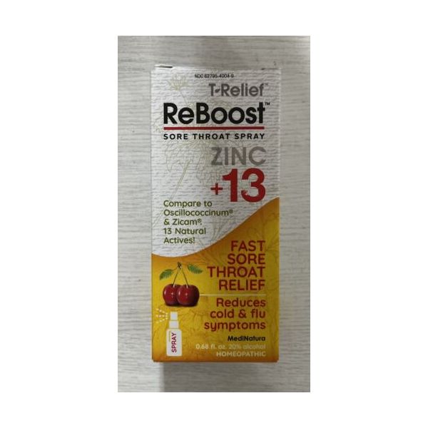 <b>MediNatura</b> T-Relief ReBoost Sore Throat Spray Zinc +13 0.68 Oz Cherry Exp 04/25 797471  1개