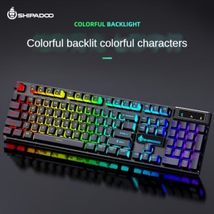 SHIPADOO K500 기계식 게이밍 키보드 - 무지개 LED 백라이트, 방진 서스펜디드 키캡, 두껍게 된 셸 디자인, 게임 및 사무실용 유선 USB