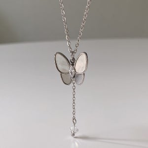 자개 나비 스왈 크리스탈 드롭 써지컬 목걸이, 다이어로그 dialog