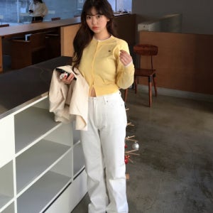 [키뮤어] (우먼) 올데이 세미와이드 데님 팬츠_화이트 KBESWDP008WH