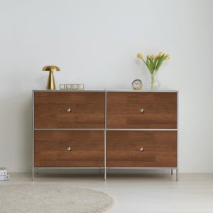 이노센트 스틸스 원목 미드센츄리 1200 2단 높은 모듈 거실장 서랍형 i105056