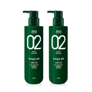 아모스 녹차실감 샴푸 지성용 500g (산뜻한타입) 1+1