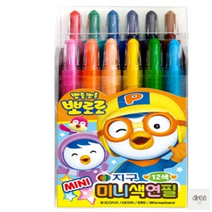 우아몰 뽀로로 미니 색연필 12색 색연필세트 컬러링북 유아미술재료