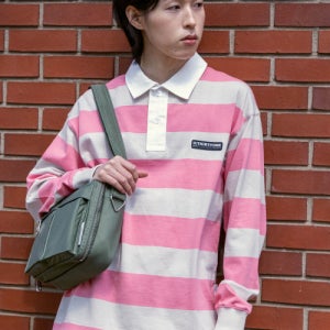 [디써티원] Stripe Rugby Polo (Salmon Pink) DU25SK3001PK