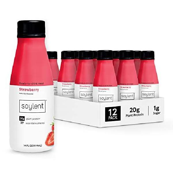 <b>소이렌트</b> Soylent Mint 초콜릿 식사 대용 쉐이크 14oz 12팩  딸기  14 액상 온스 (12개 팩)  414ml