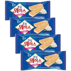 해태제과 해태제과 크림 웨하스 50g x 4개 대용량 과자 사무실 간식