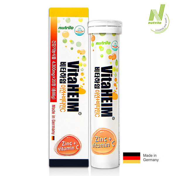 <b>누트릴로</b> 비타하임 <b>아연</b>+비타민C 4.300mg20정 독일 발포비타민