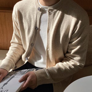 라운드넥 니트 가디건
