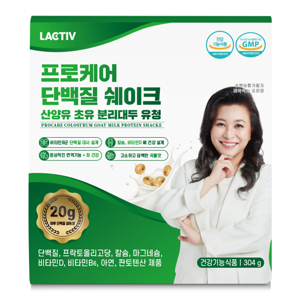 락티브 프로케어 단백질 쉐이크 산양유 <b>초유</b> 분리대두 유청  304g, 1개