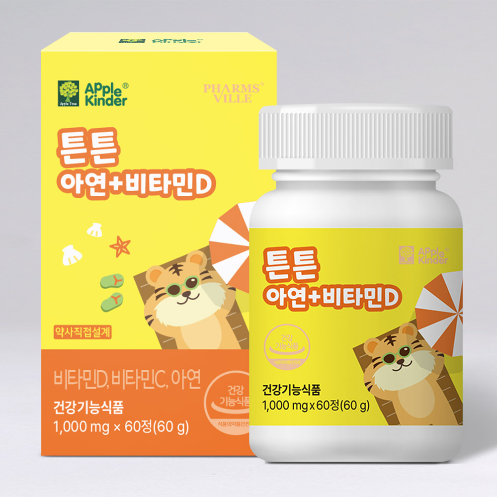 애플킨더 튼튼 아연 + 비타민D 1000mg x 60정, 1개