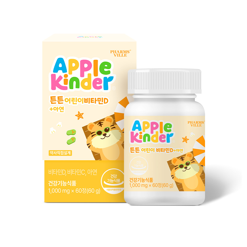 애플킨더 튼튼 아연 + <b>비타민D</b> 1000mg x 60정, 2개