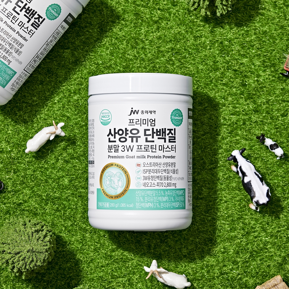 한미양행 <b>JW중외제약</b> 리얼메디 산양유 <b>단백질</b> 분말 3W <b>프로틴</b> 마스터  280g, 3개