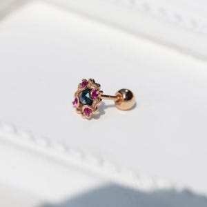 [14k Diamond & Ruby] 플로라 피어싱, 주얼사라