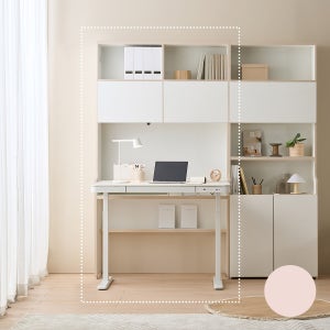 코이 1200 전동 높이조절 책상 + 6단 전면형 책장 세트 (코랄)