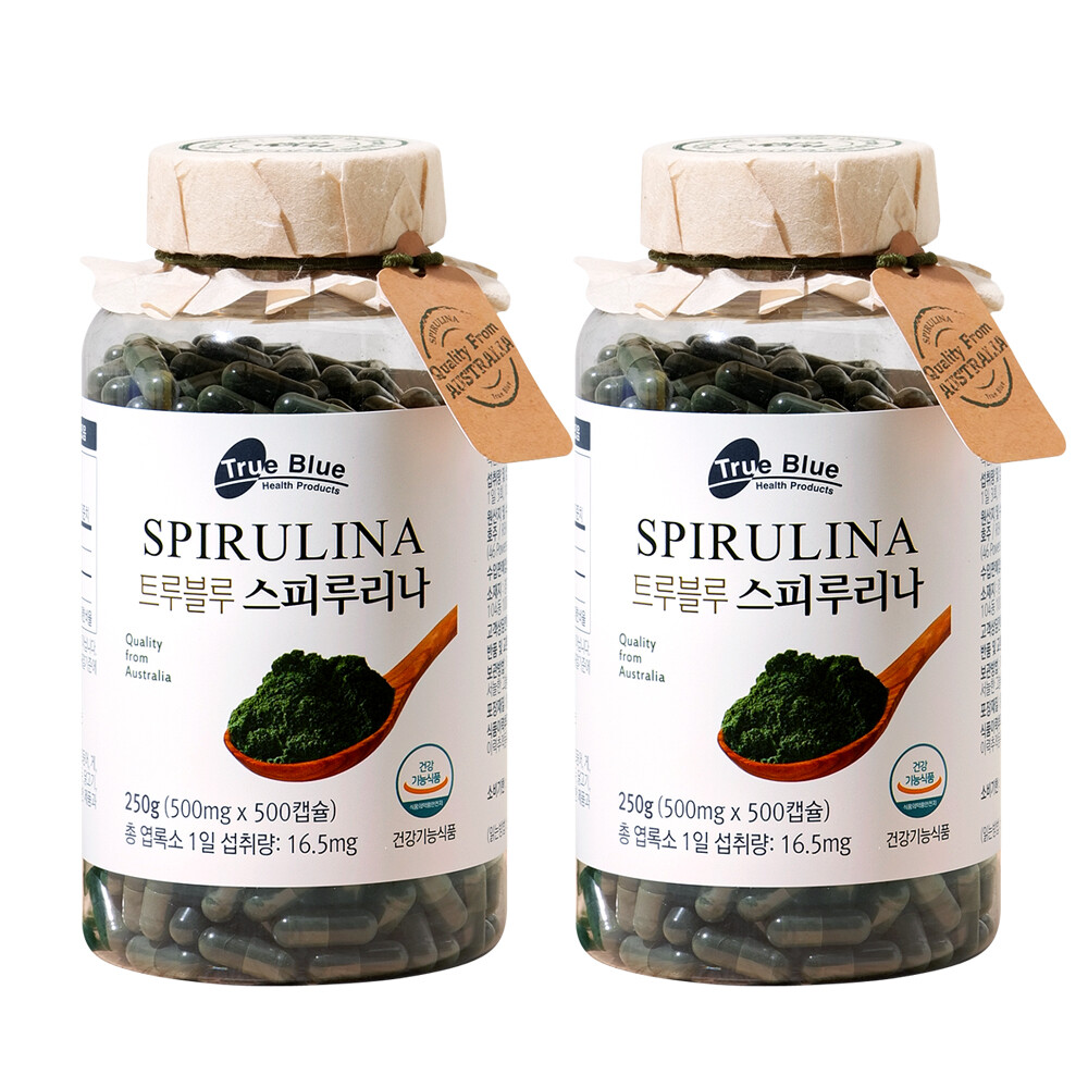 트루블루 코스트코 트루블루 <b>스피루리나</b> 500mg x 500캡슐 2개