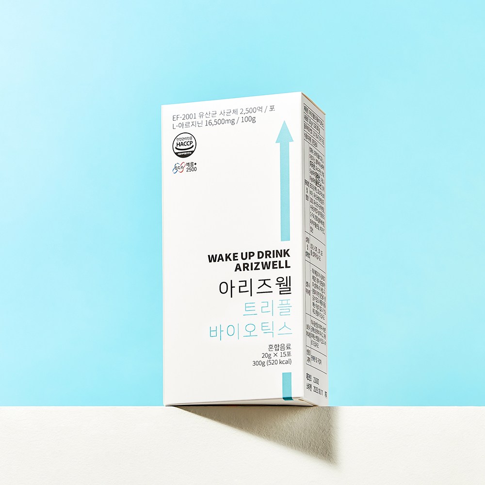 [<b>아리즈웰</b> 트리플 바이오틱스 15포] 유산균 2500억 L-<b>아르지닌</b> 3300mg  1개  15포