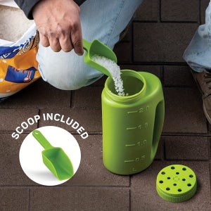 휴대용 스프레더, 씨앗, 비료, 소금 등을 위한 휴대용 셰이커, 조절 가능한 다이얼 멀티퍼포즈 핸드 스프레더, 7가지 개방 모드를 위한 조절 가능한 다이얼 포함, 스쿱 포함