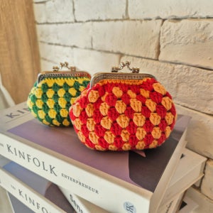 두가지 색상의 똑딱이 파우치, 동전지갑, 수수.바스켓 🧶