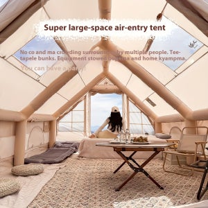 캠핑용 에어텐트, 간편한 설치, 사계절용 아웃도어 옥스포드 캐빈 텐트, 메쉬 창문 및 문 포함, 8-10인용 글램핑 텐트, 스토브 잭 포함, 피크닉, 하이킹, 여행용
