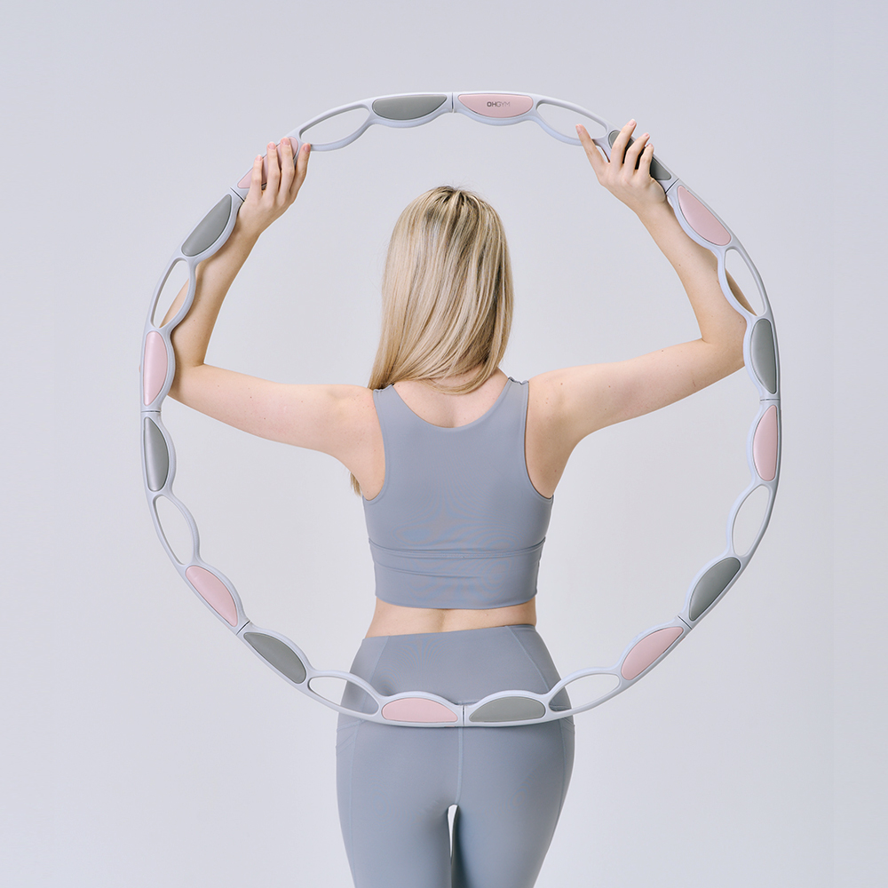 오짐 훌라후프 스마트 뱃살지압 실내 다이어트 핑크그레이
