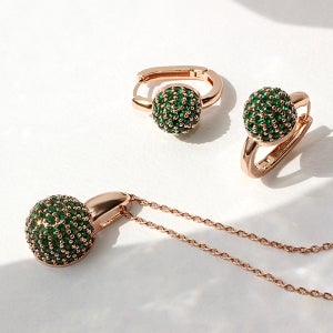 루브르파리 14k G.F 테라드 에메랄드 귀걸이/목걸이 SET SET0419