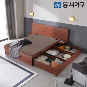 동서가구 힐튼 럭셔리 대용량 서랍형 와이드헤드 수납 황토숯 흙 침대 퀸 Q DF642742