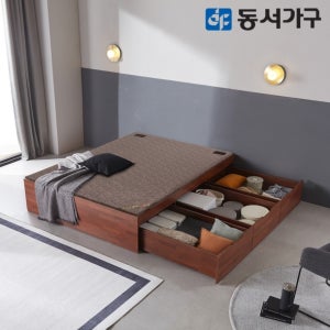 동서가구 힐튼 럭셔리 대용량 서랍형 무헤드 수납 황토숯 흙 침대 퀸 Q DF642741