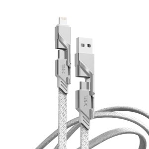 테지크 4in1 고속 충전 케이블 듀얼 C포트 Type-C 회전 라이트닝 케이블 MAX 100W PD