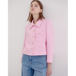 [아떼바네사브루노]  핑크 짜임 트위드 자켓 VLJA3B213P2