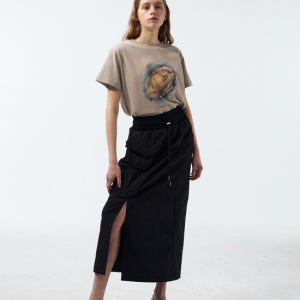 르네즈미아 Banding Slit Skirt Black