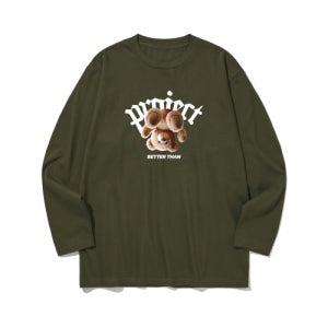 베러댄88 btls09 과연 곰이 귀여울까 그래픽 로고 긴팔티셔츠 | 아미그린 BTLS09-armygreen