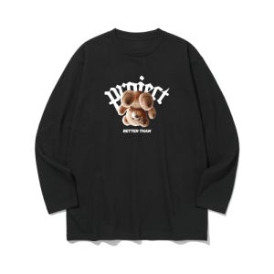 베러댄88 btls09 과연 곰이 귀여울까 그래픽 로고 긴팔티셔츠 | 블랙 BTLS09-black