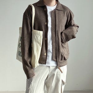 브리지 카라 집업 가디건