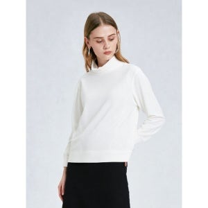 [샤트렌]  화이트 소매 진주장식 포인트 터틀넥 니트 티셔츠 HCBSSW104