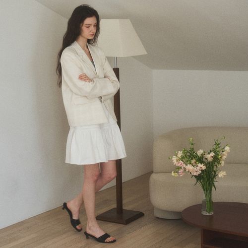 [포에트서울] soft checkered wool jacket_ivory