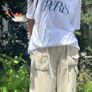 paris 나염 레터링 오버핏 티셔츠