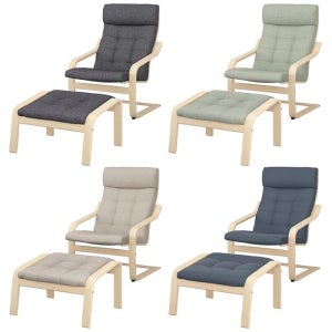 [롯데백화점] 이케아 POANG 포엥 암체어+풋스툴 세트 프레임 자작나무무늬목 LE1218802939