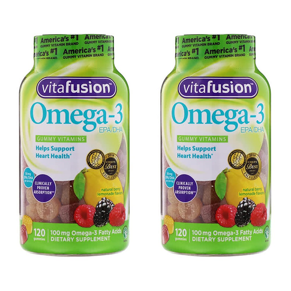 비타퓨전 씹어먹는 <b>비타퓨전 오메가3</b> EPA/DHA 120구미젤리 x 2개