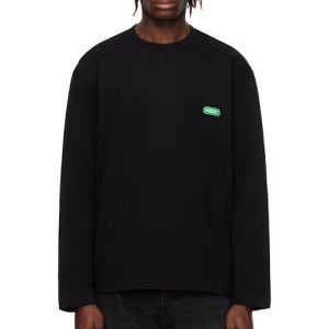 솔리드옴므 Black Crack Back Logo Long Sleeve T shirt 251221M213041 251221M213041