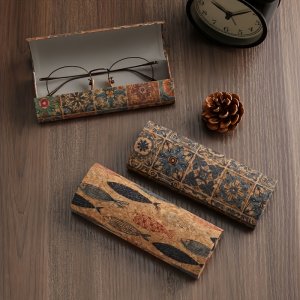 빈티지 자석 안경 케이스, 휴대용 인공 가죽 안경 홀더, 박스 포함 보호 액세서리, 초콜릿 디자인